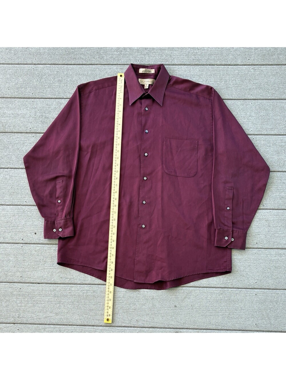 Vintage 90s Croft & Barrow Sateen Burgundy Dress Shirt Men’s 16 32/33 Maroon